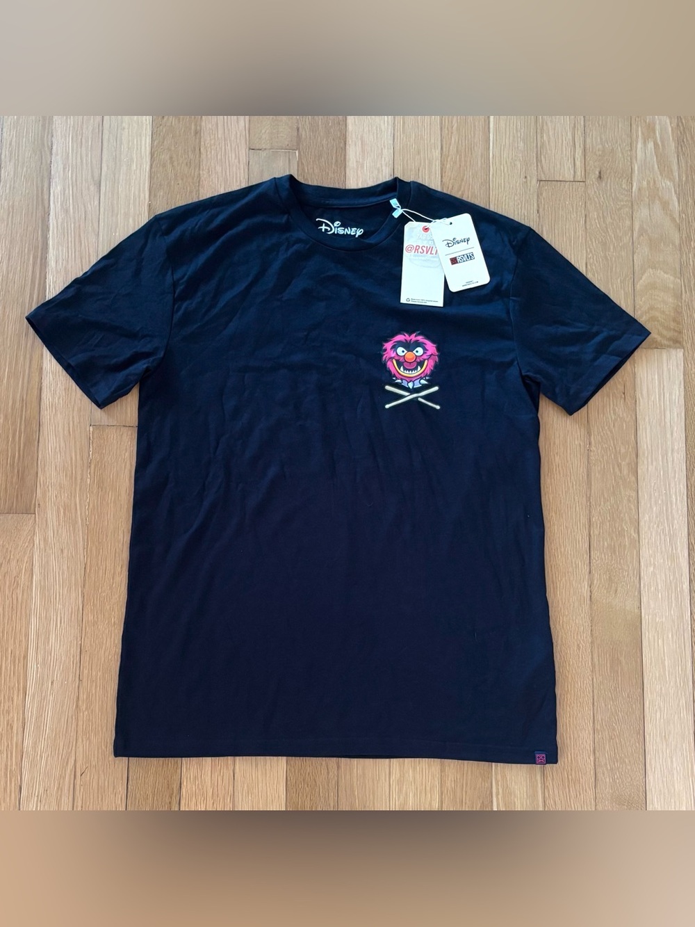 RSVLTS Disney The Muppets Animal T Shirt XS Black Graphic Crewneck Tee NWT